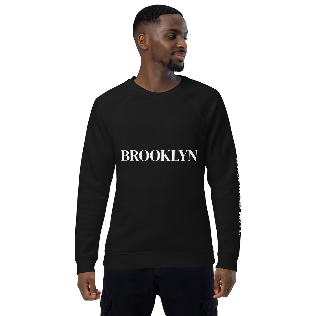 BROOKLYN - WE SPREAD LOVE Unisex organic raglan sweatshirt
