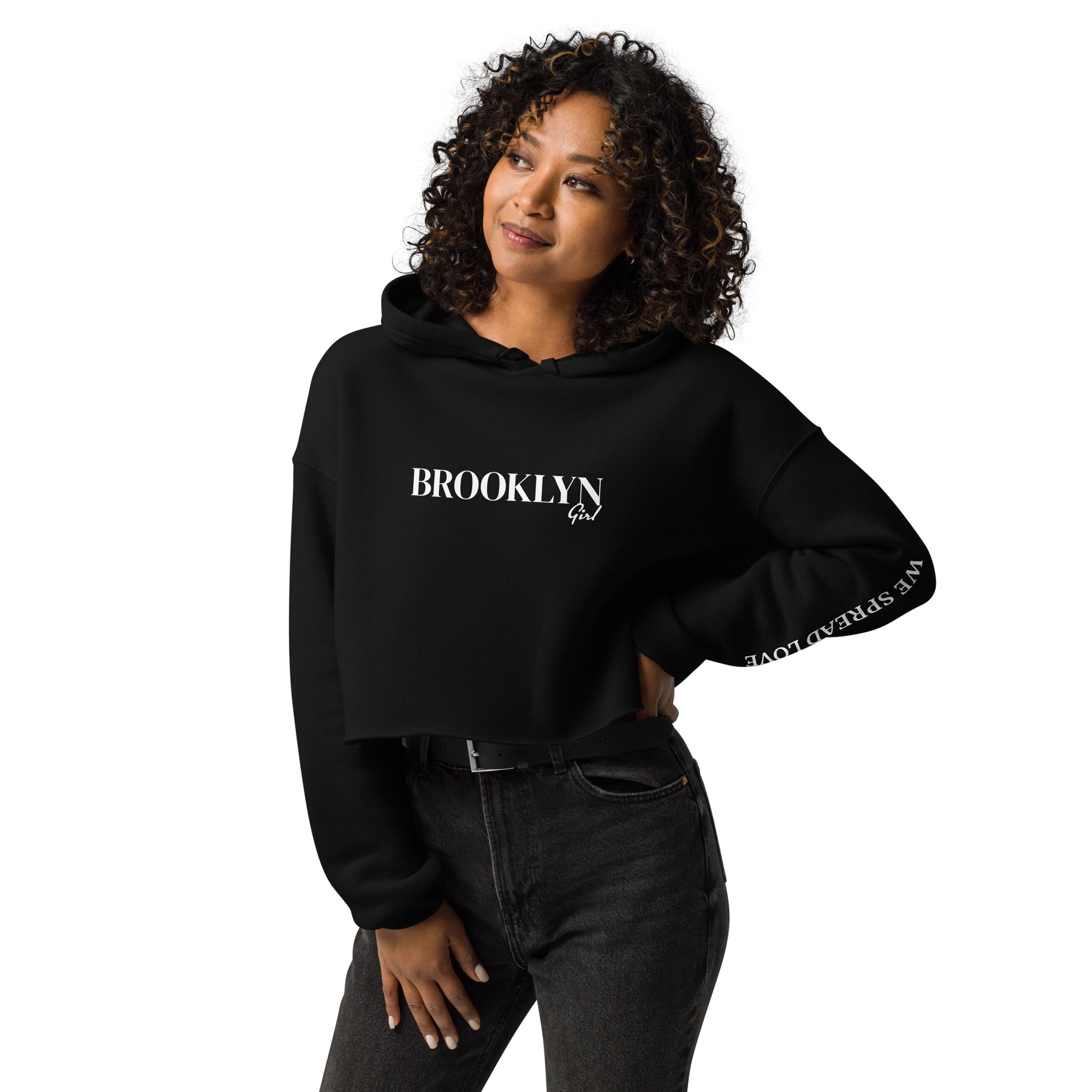 BROOKLYN Girl WE SPREAD LOVE Crop Hoodie