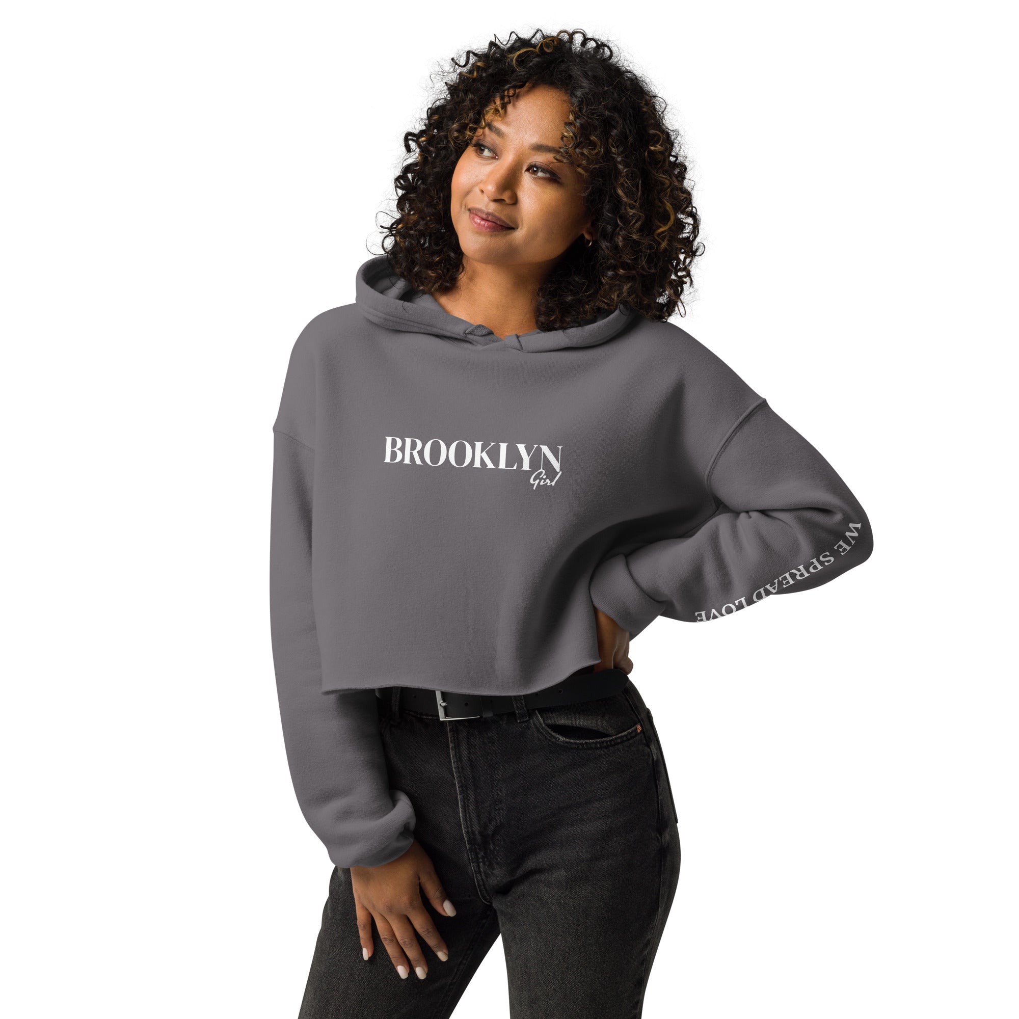 BROOKLYN Girl WE SPREAD LOVE Crop Hoodie